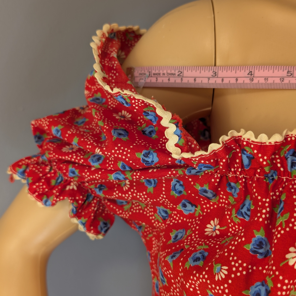 True Vintage 60s/70s Red Floral Handmade Dress – Collector’s Gem! - Picture 6 of 16
